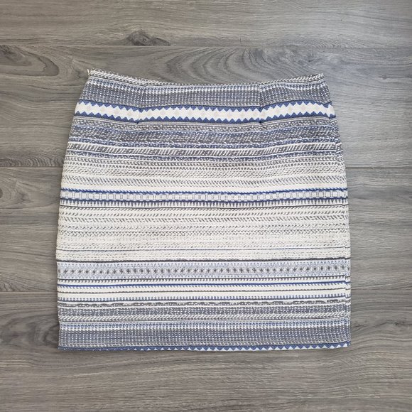 Dalia Woven Aztec Striped Mini Skirt Blue Size 6 - Picture 4 of 8